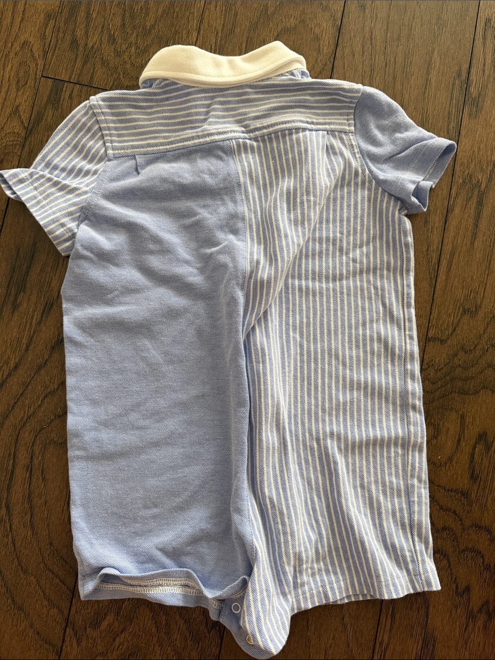 Polo by Ralph Lauren Light Blue & White Striped Baby Polo Romper - Picture 3 of 3